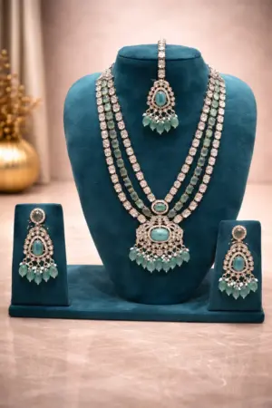 Aqua Elegance AD Stone Layered Necklace Set