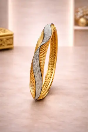 Dual Tone Wave AD Designer Bangle