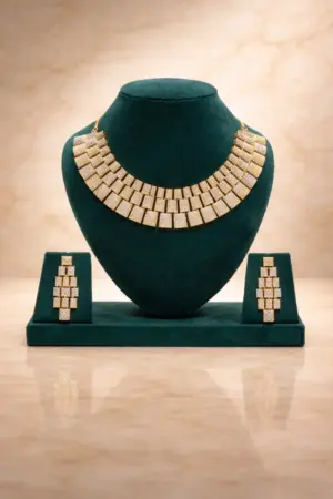 Elite Square Cut AD Statement Necklace Set