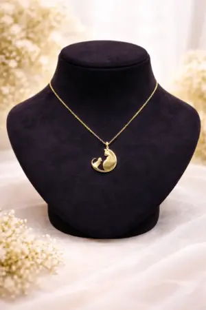 Gold-Plated Cat Love Pendant Chain