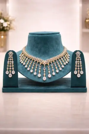 Golden Dewdrop AD Necklace Set