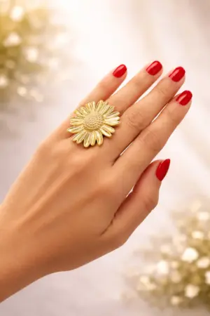 Golden Floral Statement Ring