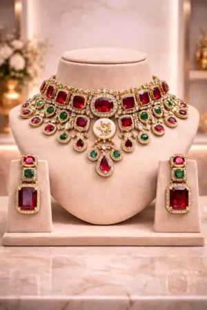 Heritage Ruby & Emerald AD Bridal Choker Set