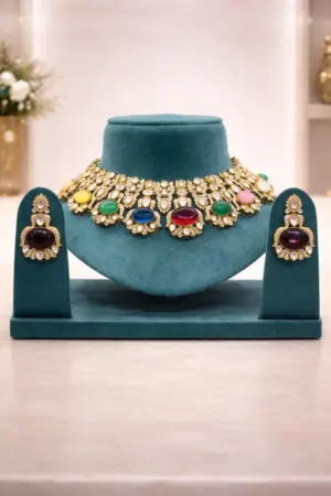 Multicolor Polki AD Choker Set