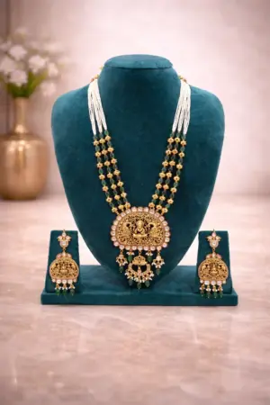 Temple Grace Beaded Long Necklace Set