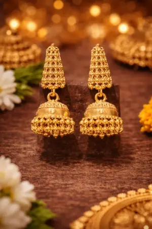 Traditional Gold Jhumka Earrings