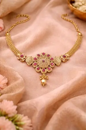 Traditional Ruby Gold Necklace