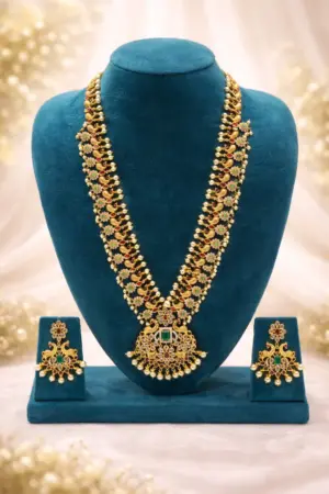 Traditional Temple Style Haaram with Earrings