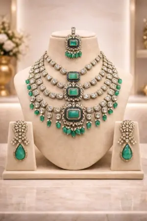 Emerald Royale Kundan Bridal Necklace Set