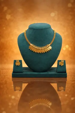 Antique Kasu Coin Necklace Set with Beaded Detailing