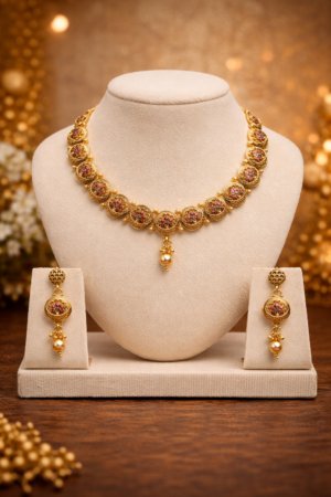 Antique Multi-Stone Coin Necklace Set