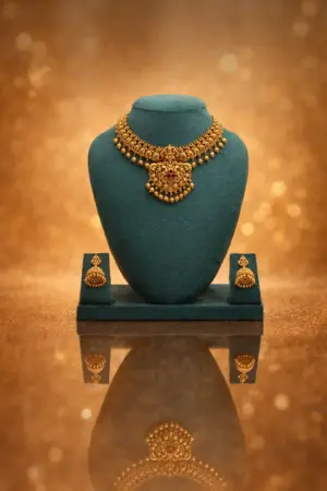 Antique Temple Pendant Choker Necklace Set