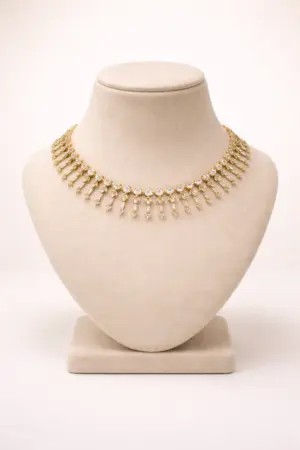 Elegant AD Fringe Choker Necklace with Dangle Drops