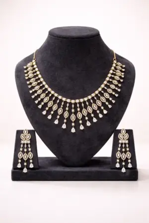 Elegant AD Fringe Necklace Set with Marquise Drops