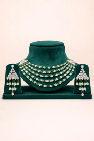 Emerald Green Multi-Layer AD Necklace Set