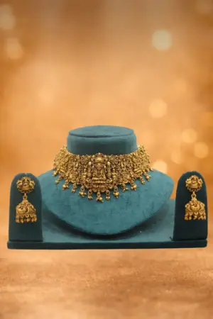 Grand Temple Lakshmi Antique Choker Necklace Set