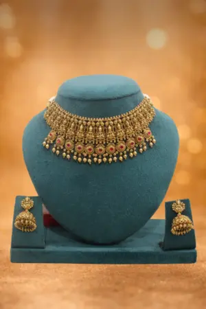 Temple Lakshmi Antique Choker Set with Ruby Stones