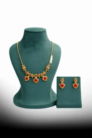 Antique Ruby Drop Necklace Set