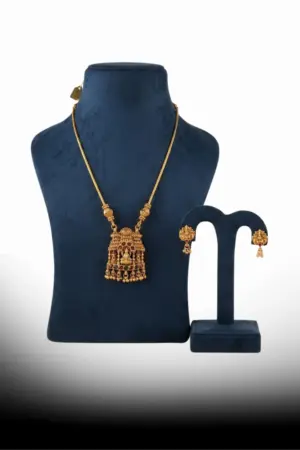 Antique Temple Pendant Necklace Set with Lakshmi Motif
