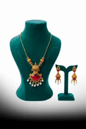 Antique Ruby Pendant Necklace Set