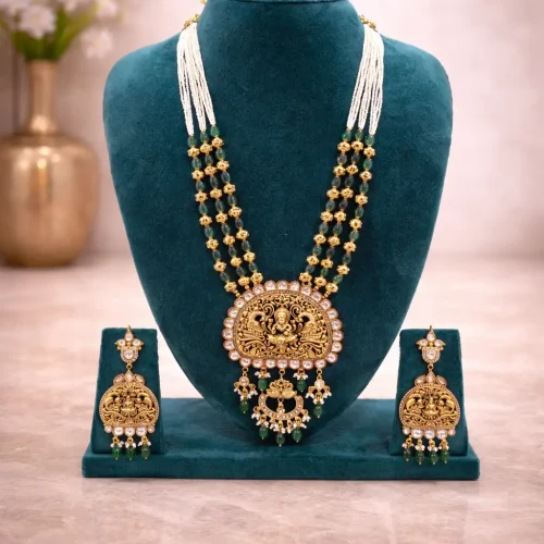 Temple Grace Beaded Long Necklace Set